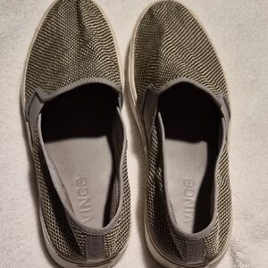Vince Textured Slip-On Sneakers in Tan and Gray